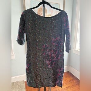 ERDEM Black and Multicolor Long Sleeve Dress